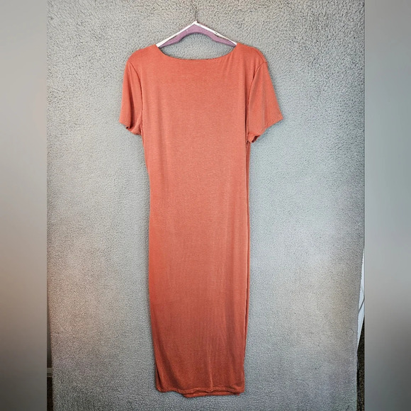 Lulu's Womens Cutest Moments Rusty Rose Short Sleeve Surplice Midi Dress Sz XL - Picture 7 of 12